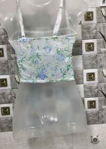 Floral Lace Trim Crop Top