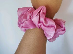 Pink Satin Scrunchie