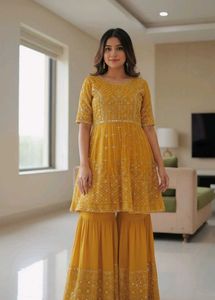 Yellow Ethnic Sharara Suit