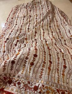 Phulkari hand Embroidered Heavy Silk  Dupatta