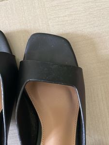 Black Solid Block Heels