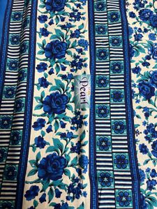 blue Floral Print double bed Bedsheet