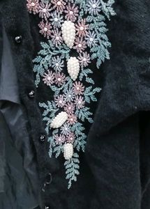 Embroidered Black Cardigan - M Size