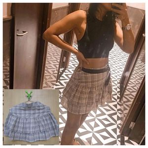 Light Brown Shade Checks Skirt