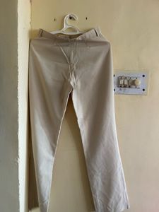 Beige Straight Pants