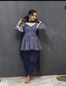 Stylish Navy Blue Dhoti Set