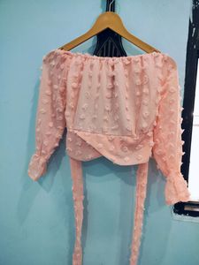 Mauve Off-Shoulder Crop Top