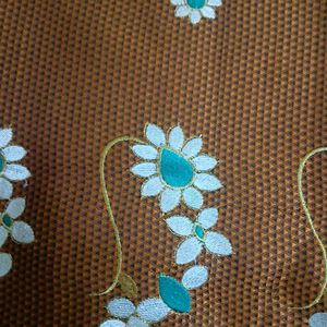 Elegant Brown &amp; Green Sari