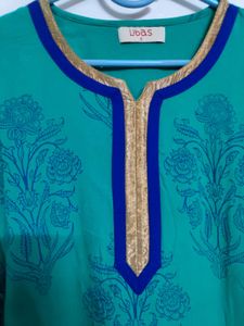 Libas Elegant Sea Green Printed Kurta
