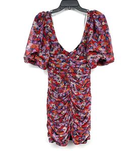Xs Zara Floral Ruched Mini Dress