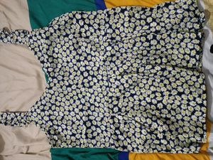 Dark Blue,Green Peplum Top