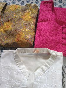 Elegant Office Girly Kurti&#39;s( With Jeans)- 3 Set
