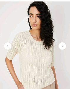 Max Ivory Knit Short Sleeve Top
