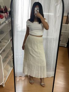 Chic & Flowy Beige Tiered Skirt