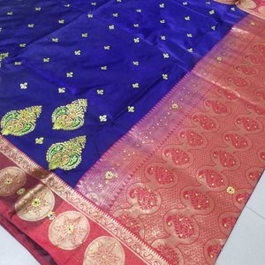 Embroidered banarasi silk saree