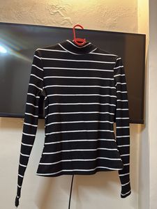 Striped Mock Neck Top
