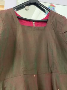 Brown Ethnic Cotton Anarkali