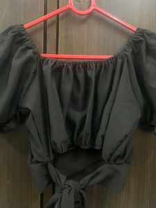 Black Tie Up Crop Top