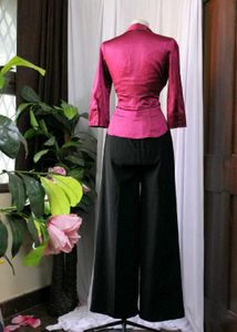 Burgundy Satin Corset Blouse