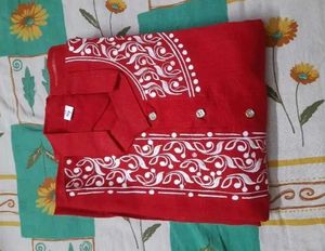 Red Embroidered Kurta Set