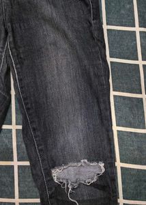 Women Grey Ripped Mom Jean