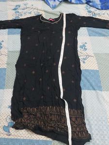 Black Straight Rayon Kurta