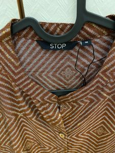 Stop | Brown Printed Mandarin Women’s A-line Kurta