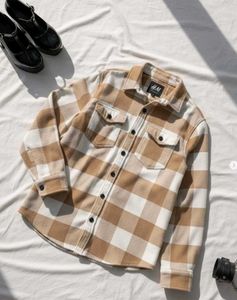 COSZY CREAM PLAID SHACKET