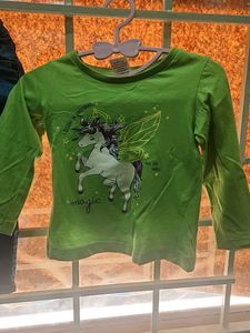 Green Unicorn Long Sleeve Tee With M&s Denim