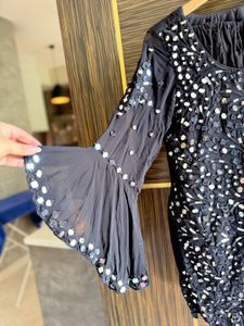 Black Embellished mirror work suit (check details)