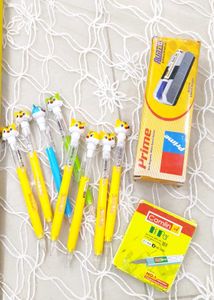 Combo Set Of Kids Pen Pencils,Lids And Duster