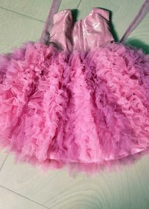Pink Colour Children Net Frock