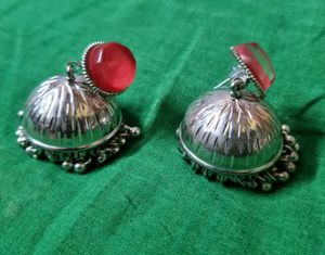 Desi Red Stone Jhumka
