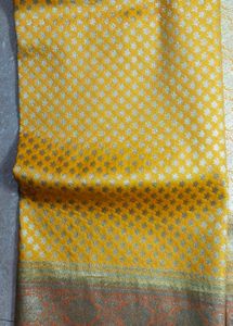 Yellow &amp; Red Colour Katan Benarasi