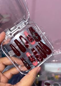 Burgundy Press on Nails
