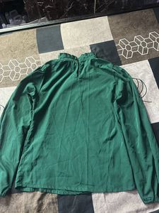 Emerald Green Ruffle Neck Blouse