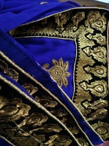 Royal Blue,Black Border With Beads