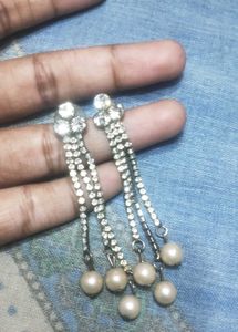 Pearl &amp; Rhinestone Drop Earrings