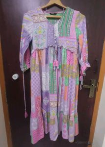 Patchwork Print Maxi Dress