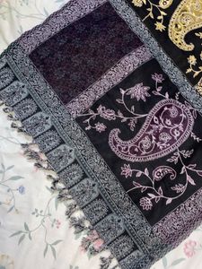 Black With Multicoloured Print Shawl