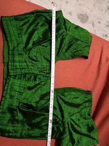 GentlyUsed CottonSilk Saree-RustBlackGreenStripes