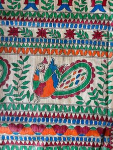 Madhubani Hand Painted Ghicha Tussar Sari