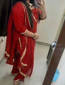 Red Georget Kurta Pant Stylish