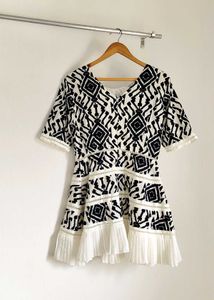 Black &amp; White Print Mini Dress