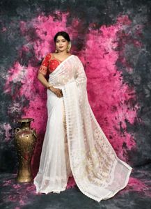 Lace Border White Colour Saree