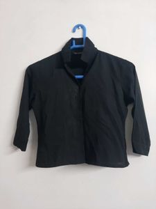 Black 3/4 Sleeve Button-Up Shirt