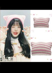Striped Knit Cat Ear Beanie