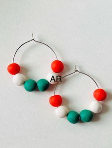 Tricolour Beaded Hoops