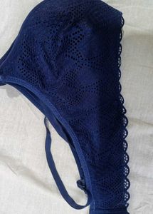 Navy Blue Padded Net Bra