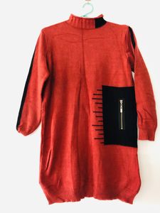Woolen Rust Color Tunic Dress